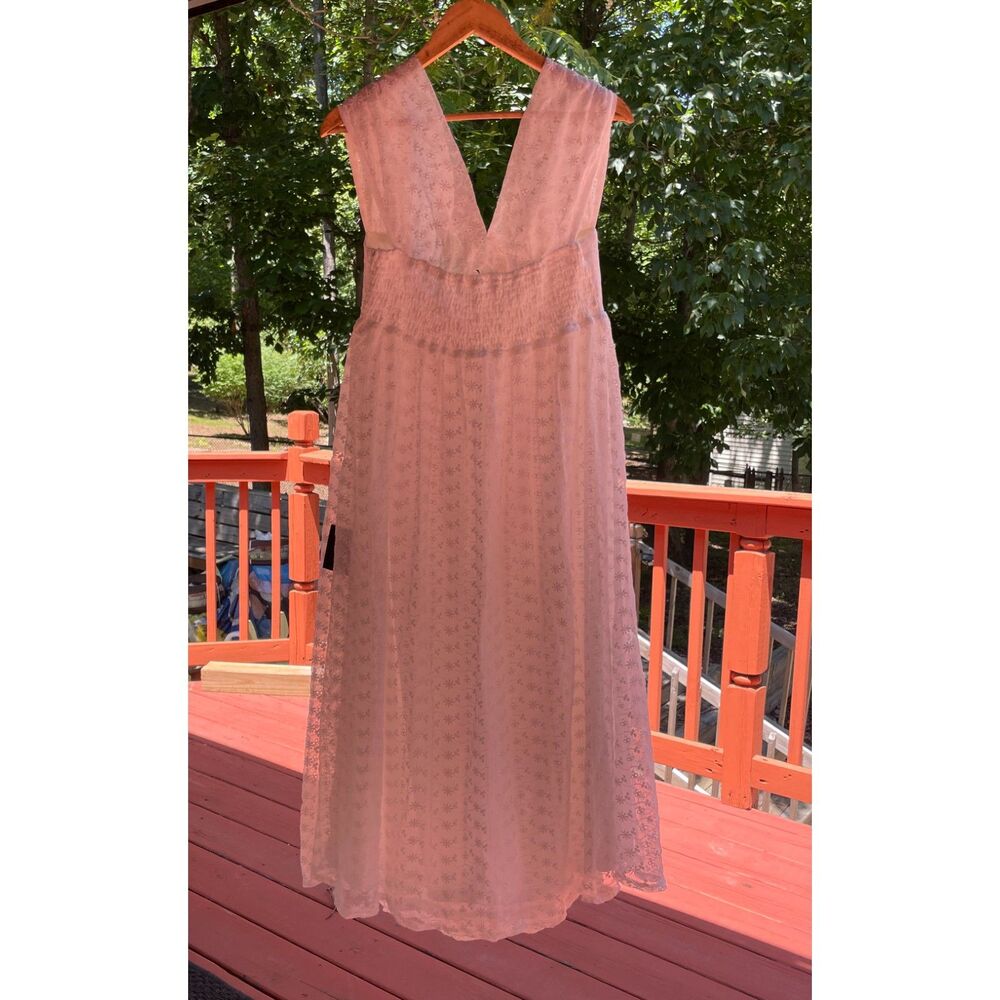 White Eyelet Lace Midi Dress NWT Size XL Cottagecore Bridal Shower Summer